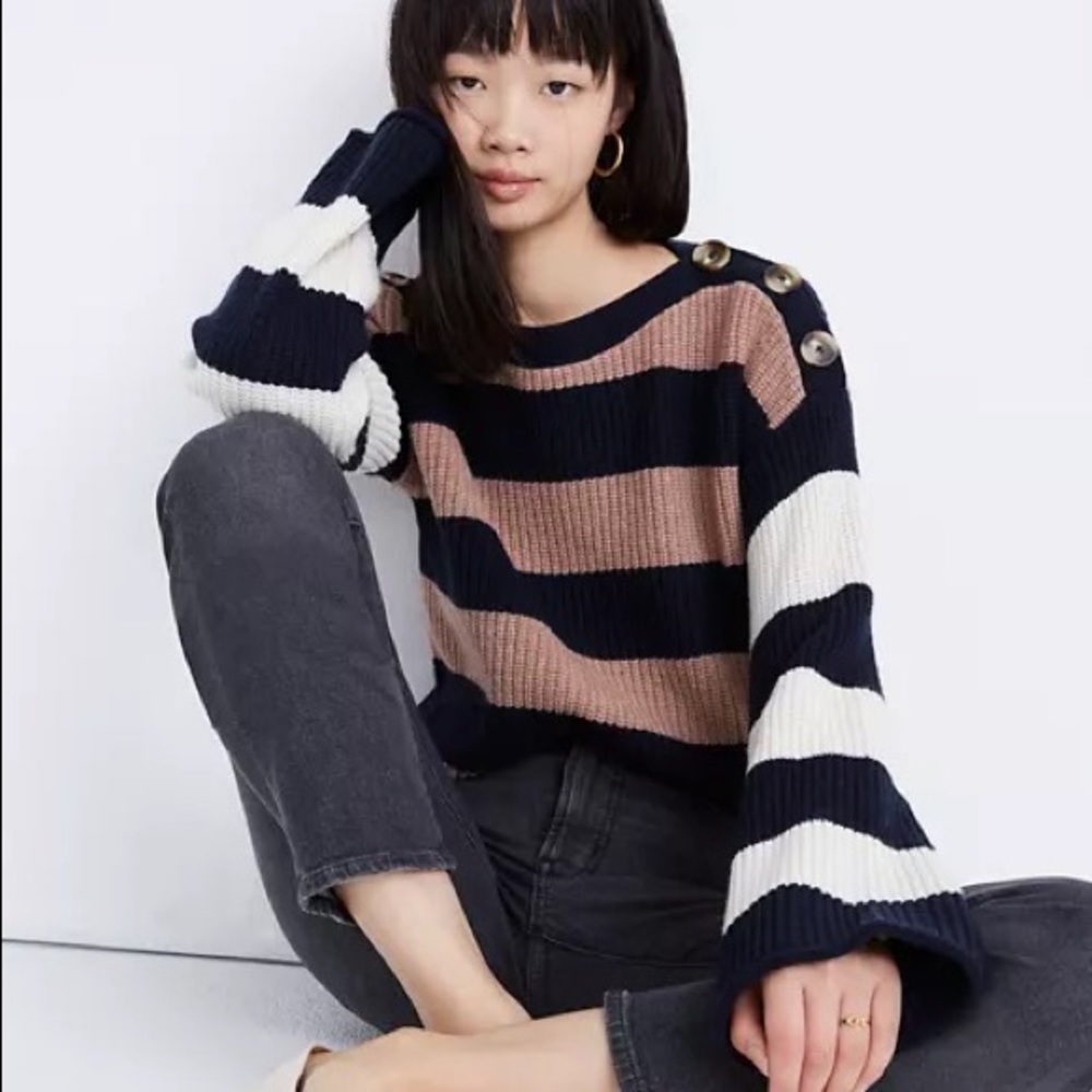 Calloway Boatneck Pullover Sweater in Stripe Mix